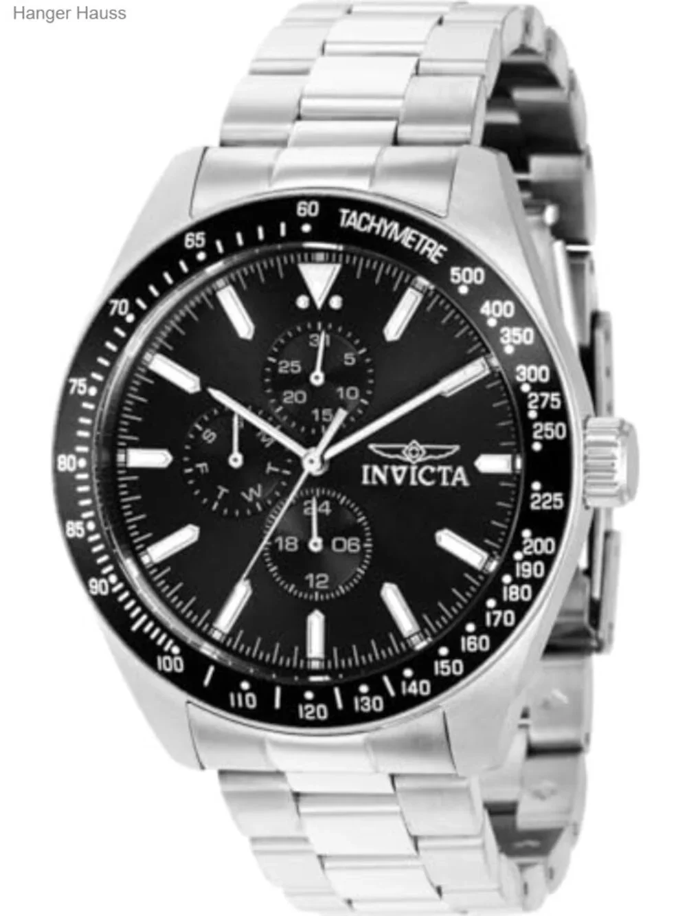 Men's Stainless Steel Bracelet Watch with Black Dial and Quartz Movement,
